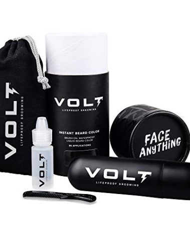 VOLT Grooming Instant Beard Color - Quick Drying Plant Based Hypoallergenic Brush on Color for Beards, Mustaches, and Eyebrows, Onyx (Black)