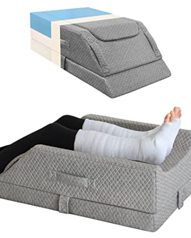 Adjustable Leg Elevation Pillows for Swelling After Surgery, Cooling Memory Foam Leg Wedge Pillow for Blood Circulation, Wedge Pillow for Sleeping, Sciatica Back Knee Hip Ankles Pain Relief