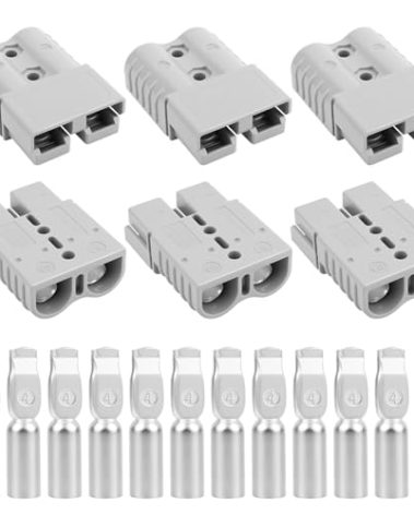 120A-600V Battery Quick Connect/Disconnect with 2/4/6 AWG, 6PCS Jumper Cable Plug Connector, Compatible with Anderson Connector for Rescue Winch, Motor Recovery, Winch Trailer, Traction System(Gray)