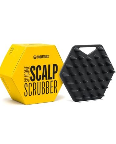TOOLETRIES Scalp Scrubber - Silicone Exfoliating Hair Scrubber for Men, Bath & Shower Accessories - Durable Scalp Massager That Boosts Circulations & Strengthens Hair - Charcoal