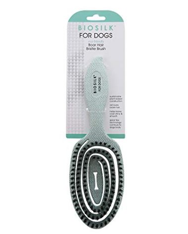 BioSilk for Dogs Eco-Friendly Boar Hair Bristle Brush in Mint Green | Easy to Hold Ergonomic Handle Dog Brush for Shedding | Best Pet Brush for Dog Grooming