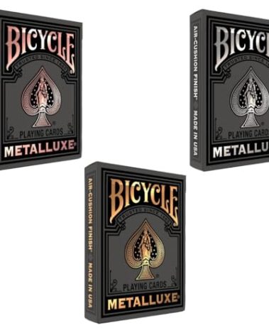 Bicycle Black Metalluxe 3 Pack Bundle – Includes Gold, Silver, and Rose Gold Playing Card Decks