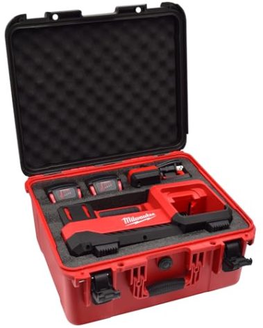 Air Compressor Hard Storage Case for Milwaukee M18 Inflator 2848-20 - Waterproof, Dustproof, Shockproof Air Pump Storage Carrying Bag for Milwaukee Tools, Battery & Charger (Black & Red)