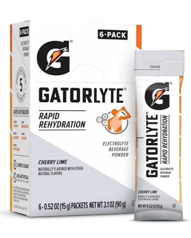 Gatorlyte Powder Cherry Lime, makes 16.9oz serving, net weight 3.1 oz (Pack of 6)