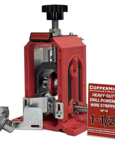 CopperMine Manual Drill-Powered Wire Stripper Machine – Heavy-Duty Copper & Cable Wire Stripping Tool for Scrap Wire Recycling – Easy to Use Drill Wire Stripper for Wires up to 1-1/2" Diameter