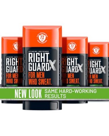 Right Guard Xtreme Defense Invisible Solid Antiperspirant Deodorant, Fresh Blast Scent - 5-in-1 Deodorant Men Can Trust, 72-Hour Odor Control, 2.6 oz (4 Pack)