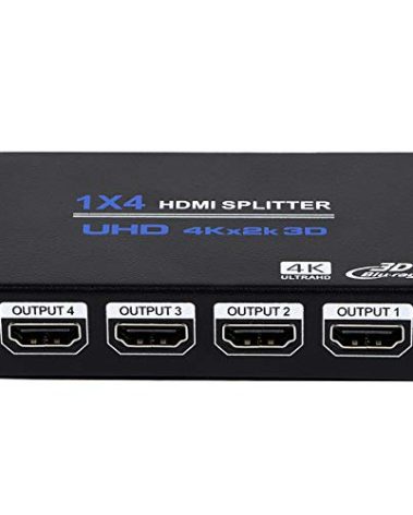 1x4 HDMI Splitter, 1 in 4 Out HDMI Splitter Audio Video Distributor Box Support 3D & 4K x 2K Compatible for HDTV, STB, DVD, PS3, Projector Etc, Duplicate/Mirror Screen Only (Not Extend)
