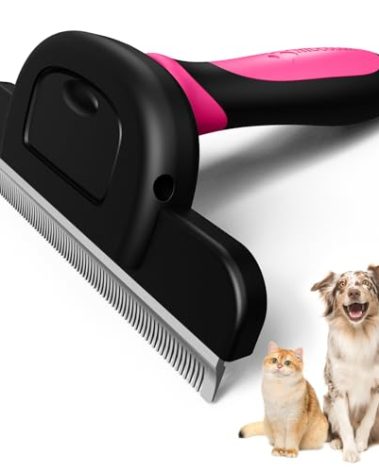 MIU COLOR Long Hair Pet Grooming Brush, Deshedding Tool for Medium and Large Dogs & Cats, Effectively Reduces Shedding by up to 95% for Pet Hair, Pink