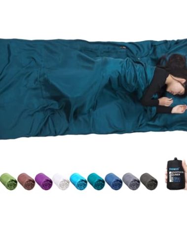 Browint Silk Sleeping Bag Liner, Silk Sleep Sack, Extra Wide 87"x43" & 87“x34”, Lightweight Travel Sheet for Hotels, Envelop Style 73“x34”, Hooded Mummy 87“x34”, More Colors, Reinforced Gussets
