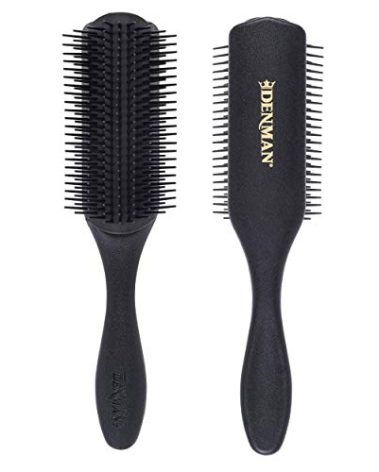 Denman Curly Hair Brush D4 (All Black) 9 Row Styling Brush for Styling, Smoothing Longer Hair and Defining Curls - For Women and Men