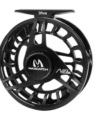 Maxcatch AVID PRO Nymph Fly Reel, CNC-Machined Large Arbor Full Frame Fly Fishing Reel for Euro Nymph (Matte Black, 3/5wt)