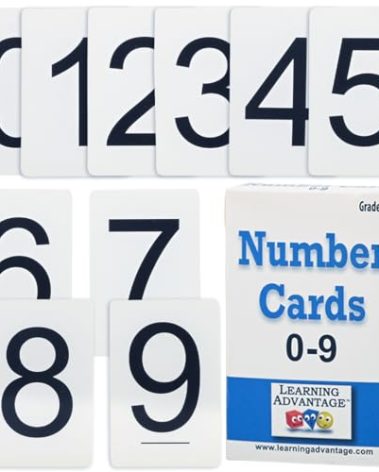 LEARNING ADVANTAGE Number Cards 0-9 | Black | Set of 50 | Practice Number Recognition | Classroom Resource