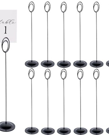 HOHIYA 12 Pcs Table Number Holders 12 Inch Place Card Holder Stands Black Tall for Photos Food Signs Memo Notes Weddings Restaurants Birthdays Party