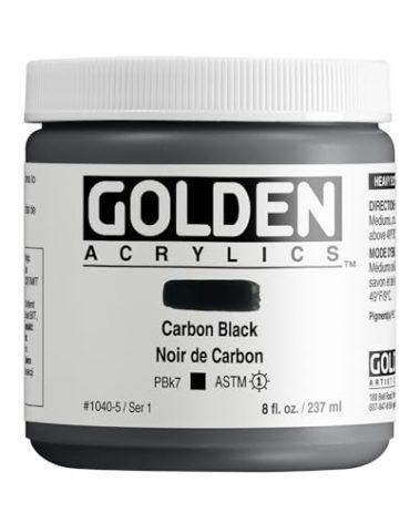 GOLDEN Heavy Body Acrylics, Carbon Black, 8 fl. oz. Jar, Professional Acrylic Paint, Opaque