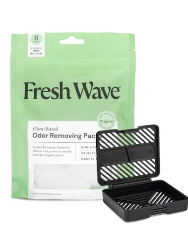 Fresh Wave Original Odor Eliminating & Deodorizing Packs - Bag of 6 & Fresh Pod Case - Safer Odor Relief for Small Spaces, Natural Plant-Based Odor Eliminator, Odor Absorbers for Home