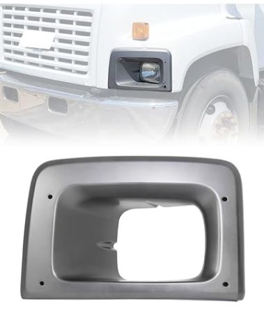 HECASA Left Headlight Bezel Compatible with 2003-2009 Chevrolet Chevy/GMC C6500 C7500 C8500 Replacement for 15173201 Grey Headlamp Bezel Cover Trim Driver Side