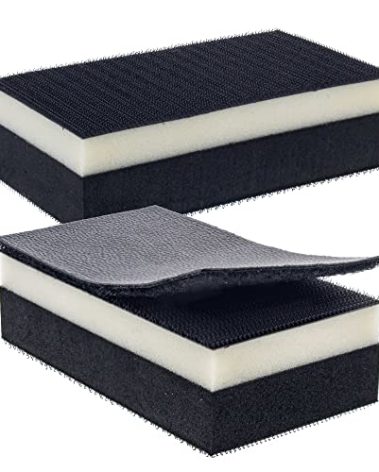 Dura-Gold Pro Series Rectangle 5" x 2-3/4" Dual Density 2 Sided EVA Sanding Block, Hook & Loop Backing, 2 Pack - PSA Sandpaper Conversion Adapter Pad - Automotive Paint Prep Sand Woodworking Furniture