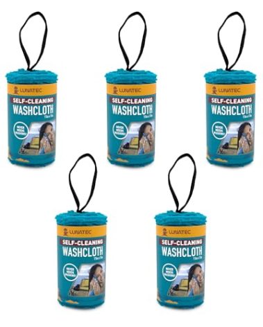 Lunatec® Self-Cleaning Washcloth. A Camping & Travel Essential. Quick Drying, Light Exfoliator, Odor-Free & Lathers Great.