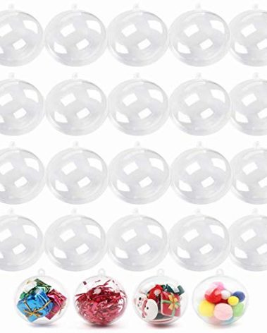 20 Pack Clear Plastic Fillable Ornament Ball,Sweetfamily DIY Christmas Decorations Tree Balls Baubles Craft Transparent Ball Gifts for Christmas,Wedding,Party,New Years Present,Home Decor,50mm