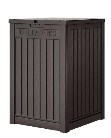 LHBGO Package Delivery Box for Outside, 48 Gallon Storage with Lockable Secure, Large Resin Outdoor Package Drop Container
