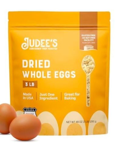 Judee's Gluten Free Dried Whole Egg Powder - High-Protein Egg Protein Powder - For Breakfast, Baking, and Camping Meals - Simplifies Outdoor Cooking Preparation - 3 lb Pouch