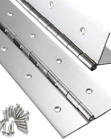 2 Pack Heavy Duty Piano Hinge 8 Inch x 2 Inch Width, 0.047'' Thick Stainless Steel Continuous & Piano Hinge for Cabinet, Door, Toolbox, Wooden Box, Metal Plate, Furniture, Industrial Project