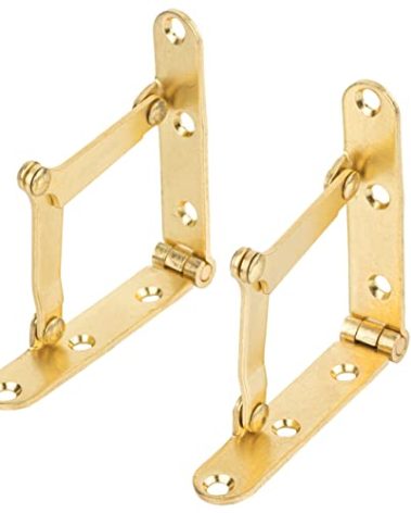 Brass Plated Drop Front Desk Hinge | Pack of 2 | 180 Degree Opening | Slant Top Desk Lid Hinges | UA-250-HPB
