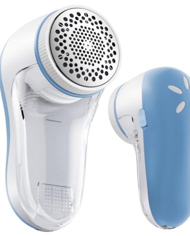POPCHOSE Fabric Shaver, Lint Remover for Clothes, Electric Lint Shaver with 6-Leaf Blades, Sweater Shavers to Remove Pilling for Clothing, Couch, Furniture, Fuzz, Lint Ball, Bobbles, Light Blue