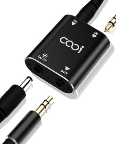 Cooidea 2 Channel Stereo Audio Mixer - Metal Shell, AUX Interface Support 2 In 1 Out Mini Stereo Sound Mixer Includes 1-Meter Audio Cables - For PC, Phone, Laptop, Headphones