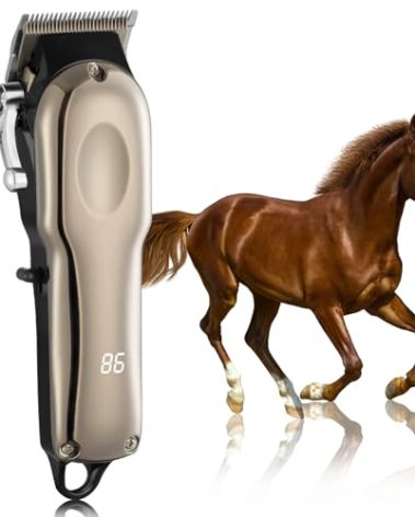 Ciphuoly Horse Clippers Cordless Quiet, Professional Livestock Clippers with 4 Guide Guards, Electric Rechargeable Cordless Grooming Clippers for Horse, Cats and Dogs