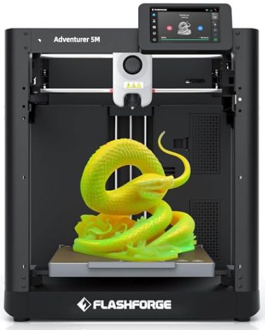 FLASHFORGE Adventurer 5M 3D Printer,600mm/s Max Speed Core XY 3D Printers with Auto Leveling,280°C Direct Extruder,3s Quick Swap Nozzle,Dual-Sided PEI Platform,DIY AD5M Enclosure,for Kids,Beginners