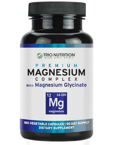 Trio Nutrition Magnesium Complex 90 Day Supply 420 mg | Natural Calm, Relax, Stress Relief, and Muscle Recovery |Magnesium Glycinate Supplement with Vitamin B6 for Rapid Absorption*