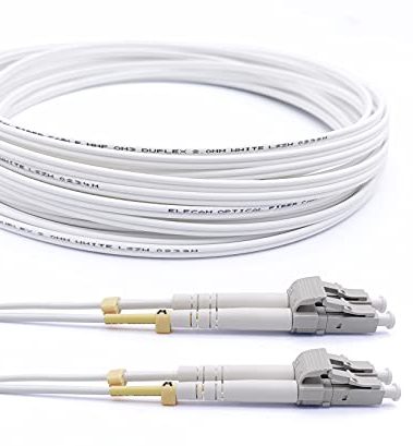 Elfcam® - 20m Fibre Optic Cable LC/UPC to LC/UPC Multimode Duplex 50/125um OM3 LSZH White(20M)