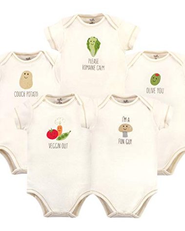 Touched by Nature Unisex Baby Organic Cotton Bodysuits, MUSHROOM, 0-3 Months