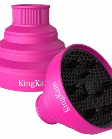Collapsible Silicone Hair Dryer Diffuser - Travel and Easy Storage - Fit Most Hair Dryers with Nozzle Diameter D-1.575Inch to 1.968 Inch (4-5cm) - Pink
