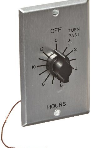 NSI TORK C412H Spring-Wound in-Wall Twist Timer with Commercial Style Metal Plate and 12-Hour Length for Automatic Shutoff of Motors or Lights, Metal-Brushed Aluminum