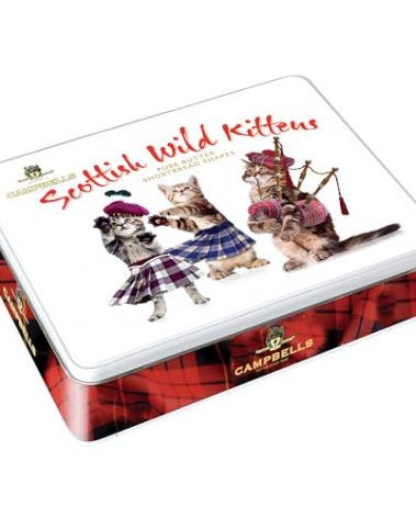 Campbells Shortbread Scottish Wild Kittens Assorted Cookies Tin 5.3 Oz (150g) - Pure Butter Scottish Shortbread Cookies from Scotland, British Tea Biscuits, Assortment Gift Tin for Cat Lovers