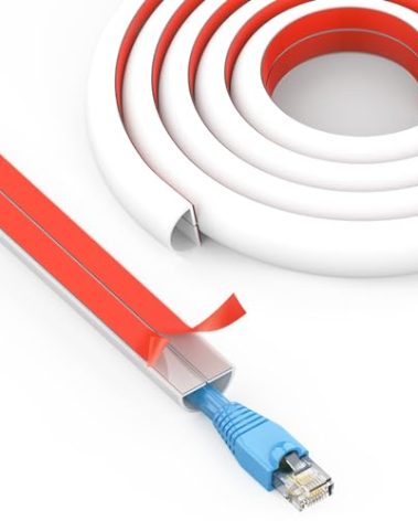 UOMTFAI Wall Cord Hider 390 Inch - Self-Adhesive Wire Cover Raceway for Walls, Flexible PVC Cable Concealer for Home and Office, W0.59 H0.39in - White