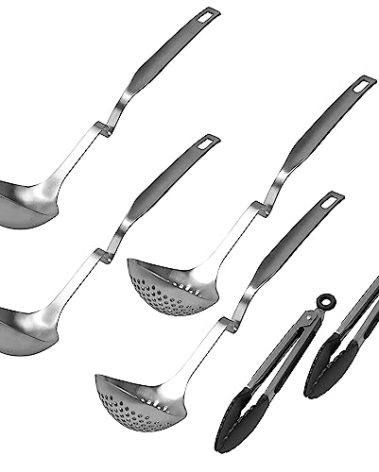 Hot Pot Ladle and Strainer Set – Shabu Shabu Utensils, Hotpot Accessories Kit, Stainless Steel Scoops and Spoons for Hot Pot (Set of 2)