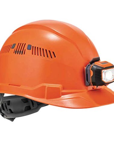 Vented Hard Hat with Light, Cap Style, Ratchet Suspension, Class C, Ergodyne Skullerz 8972LED Orange
