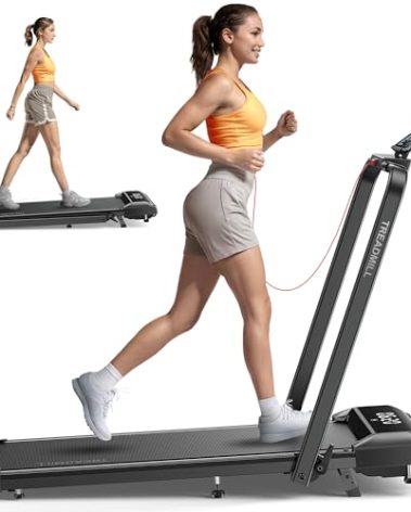 Acezoe Walking Pad Treadmill with Incline and Handle Bar, 2 in 1 Folding Treadmills for Home Small Office, 300lbs Portable Compact Under Desk Treadmill with Remote Control, LED Display and Apps