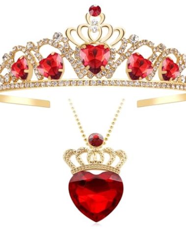 Descendant 4 Crown Red Crown with Hearts Descendant 4 Rise of Red Costume Jewelry Set Evie Costume for Teen Halloween