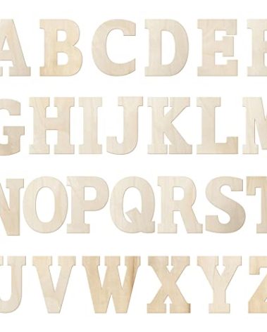 6 Inch 88 Pieces Wood Letters Crafts Wooden Letters,Unfinished Thin Alphabet with Extras for Wall Decor
