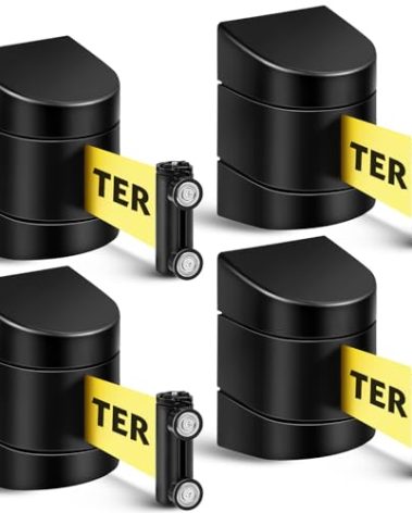 Barydat 16.4 ft Magnetic Retractable Wall Mount Barrier, Crowd Control Safety Belt with ABS Case for Grocery Retail Store Stadium(Caution Do Not Enter,Black,4 Pcs)