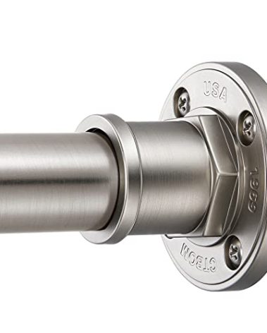 BRIOFOX Industrial Shower Curtain Rod - 2-in-1 Design Tension Curtain Rod - Never Rust Non-Slip 43 to 72 Inch 304 Stainless Steel, Brushed Nickel Window Curtain Rod