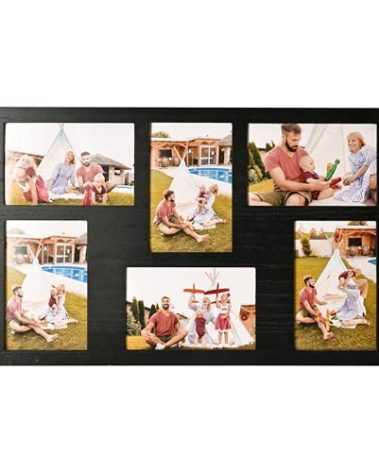 MONT PLEASANT 4x6 Collage Picture Frame Family Photos Display - 6 Openings Collage Picture Frame for Wall for Tabletop Stand Black Picture Frames Set for Home Decor Family Gifts