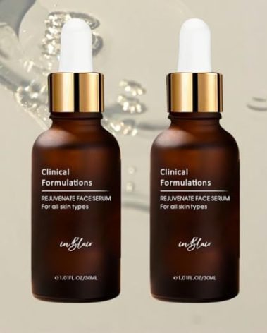 2 Bottle Pack - Inblair Rejuvenate Resurfacing Face Serum - Skin Care Serum for Face Wrinkles, Fine Lines, Dark Spots - Multi-Weight Hyaluronic Acid Formula for All Skin Types
