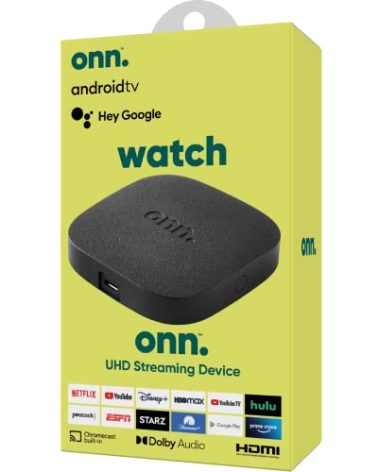 onn Android TV 4K UHD Streaming Device with Voice Remote Control & HDMI Cable