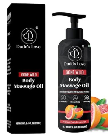 Organic - Grapefruit Full Edible Body Massage Oil - Refreshing, Calming | No Stain & Non-Sticky | with Fractionated Coconut Oil, Grapefruit & Lime Oil - 8.45 Fl Oz