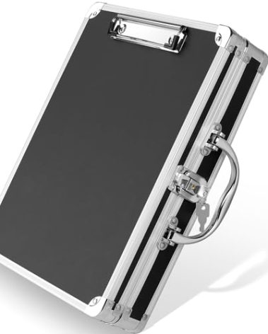 Sooez Key Lock Clipboard Storage Box, Heavy Duty Clipboard with Storage, Metal Locking with Handle, Lock Box Maximum Security - Holds Letter Size Paper, 12.6 x 9.6 inch